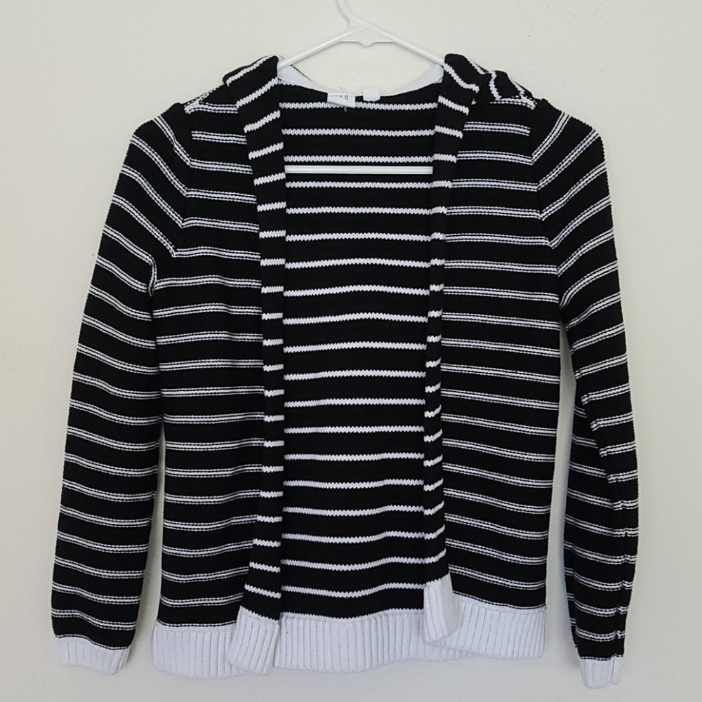 GAP Striped Open Front Hooded Sweater Cardigan